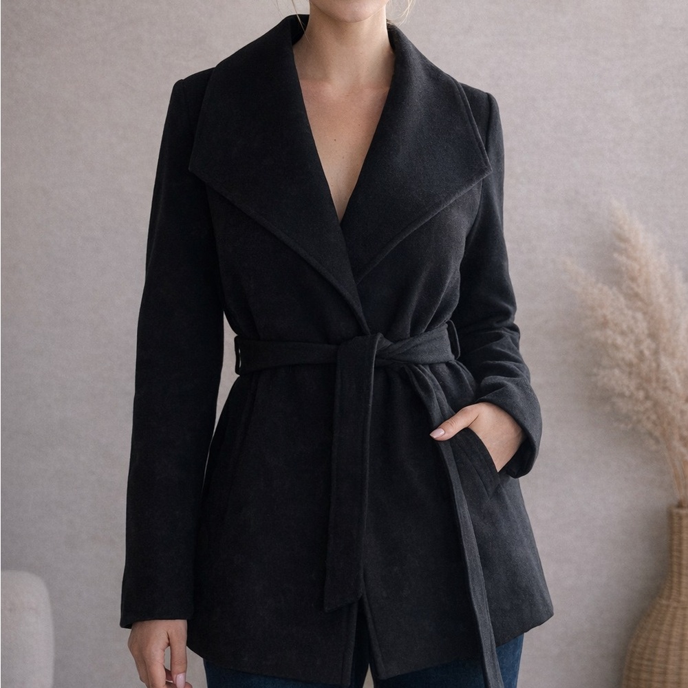 Banana Republic Black Wrap Trench Coat with Belt